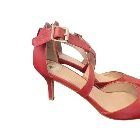 TG Women's Red Faux Leather 2" Pumps with Ankle Straps - Picture 3 of 11